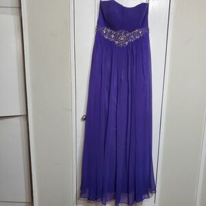 May Queen Couture Long Purple Formal Dress Evening Gown Strapless Size8 SKU#A130